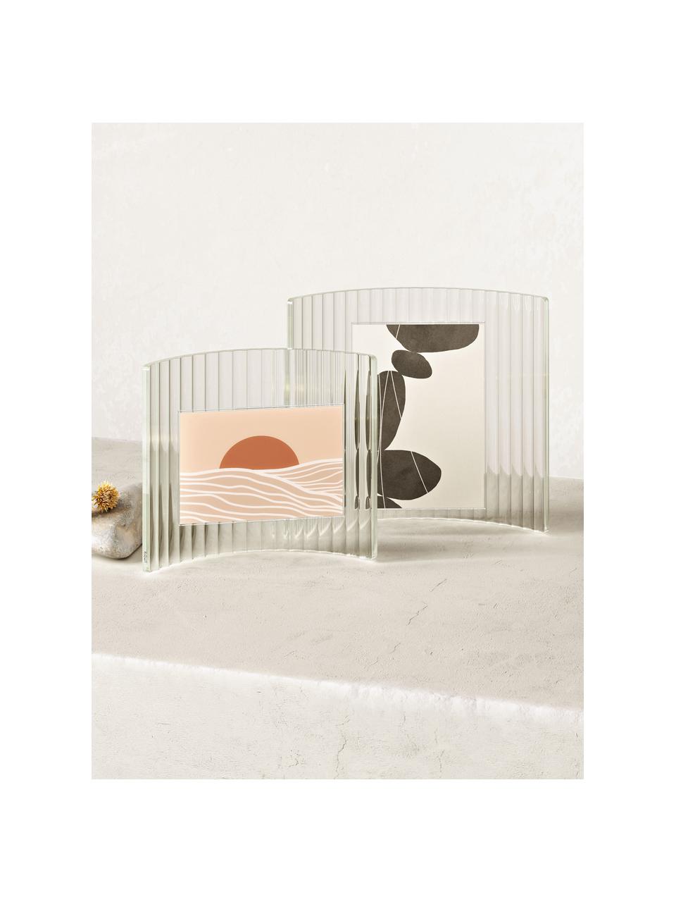 Bilderrahmen Ripley aus geriffeltem Glas, Glas, Transparent, Goldfarben, B 10 x H 15 cm