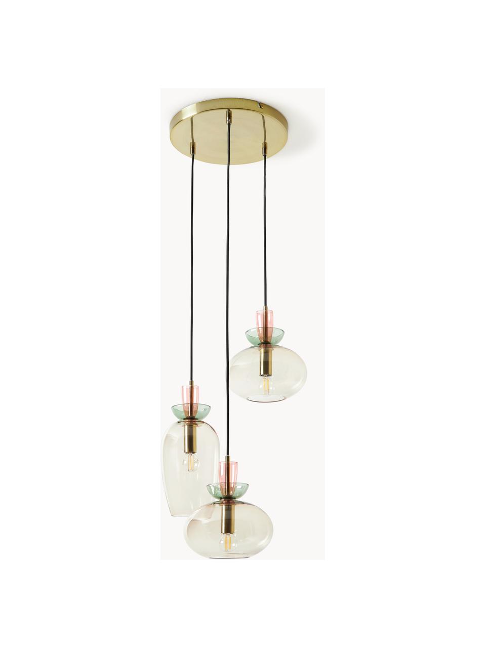 Hanglamp Nyra van gekleurd glas, Lampenkap: glas, Meerkleurig, transparant, Ø 25 x H 8 cm