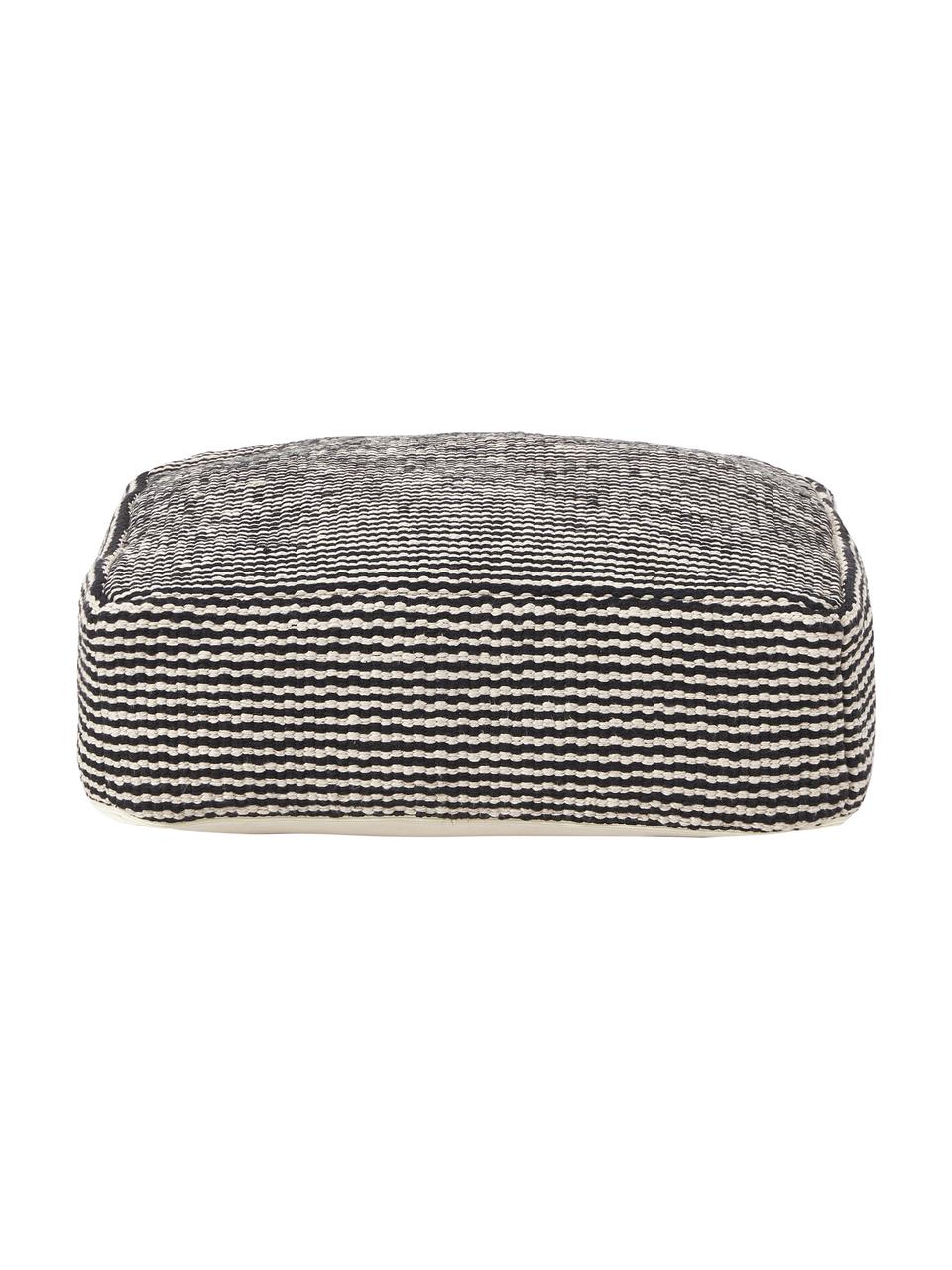 Cojín de suelo de algodón a rayas Carmelo, Funda: 100% algodón, Negro, blanco, An 60 x Al 20 cm