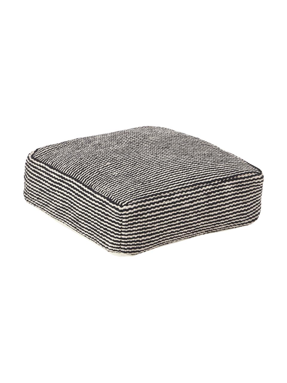 Poduszka podłogowa z bawełny Carmelo, Tapicerka: 100% bawełna, Czarny, biały, S 60 x W 20 cm
