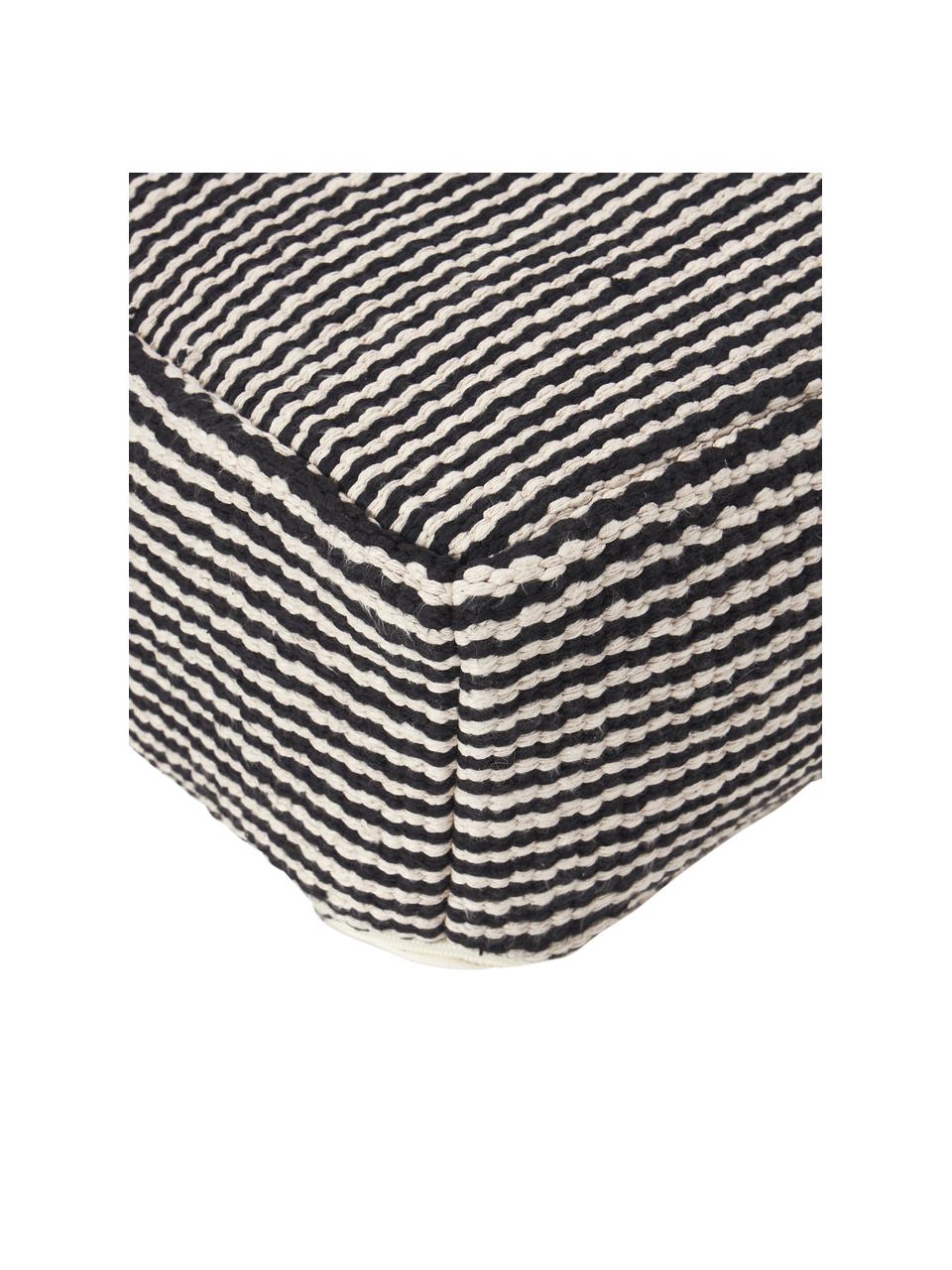 Cojín de suelo de algodón a rayas Carmelo, Funda: 100% algodón, Negro, blanco, An 60 x Al 20 cm