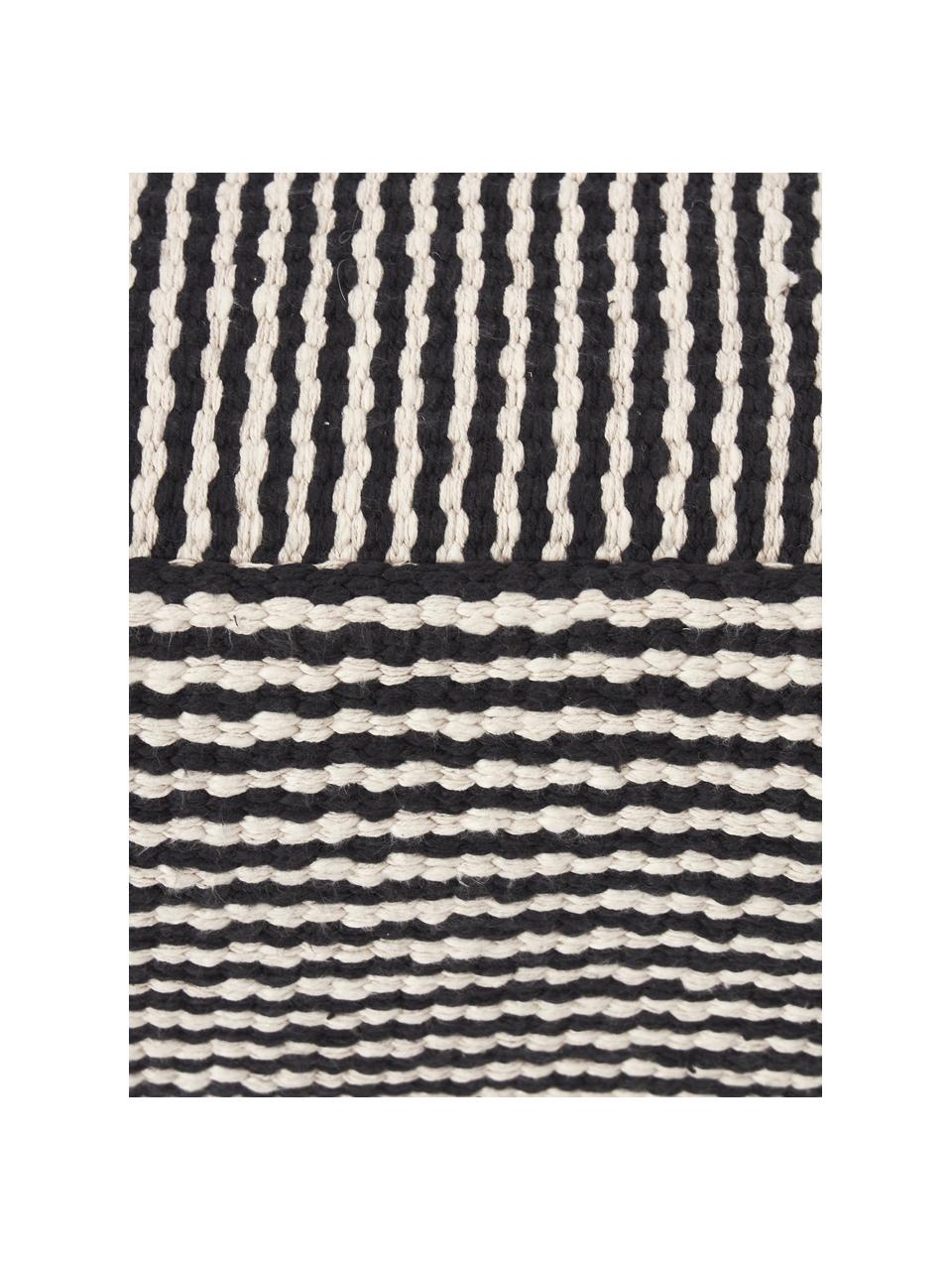 Cojín de suelo de algodón a rayas Carmelo, Funda: 100% algodón, Negro, blanco, An 60 x Al 20 cm