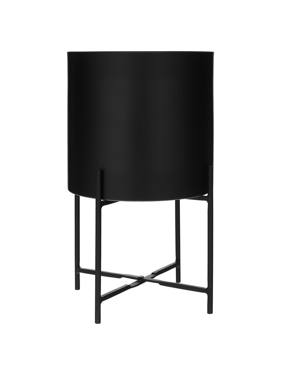 Übertopf-Set Mina aus Metall, 2-tlg., Metall, pulverbeschichtet, Schwarz, Set mit verschiedenen Grössen
