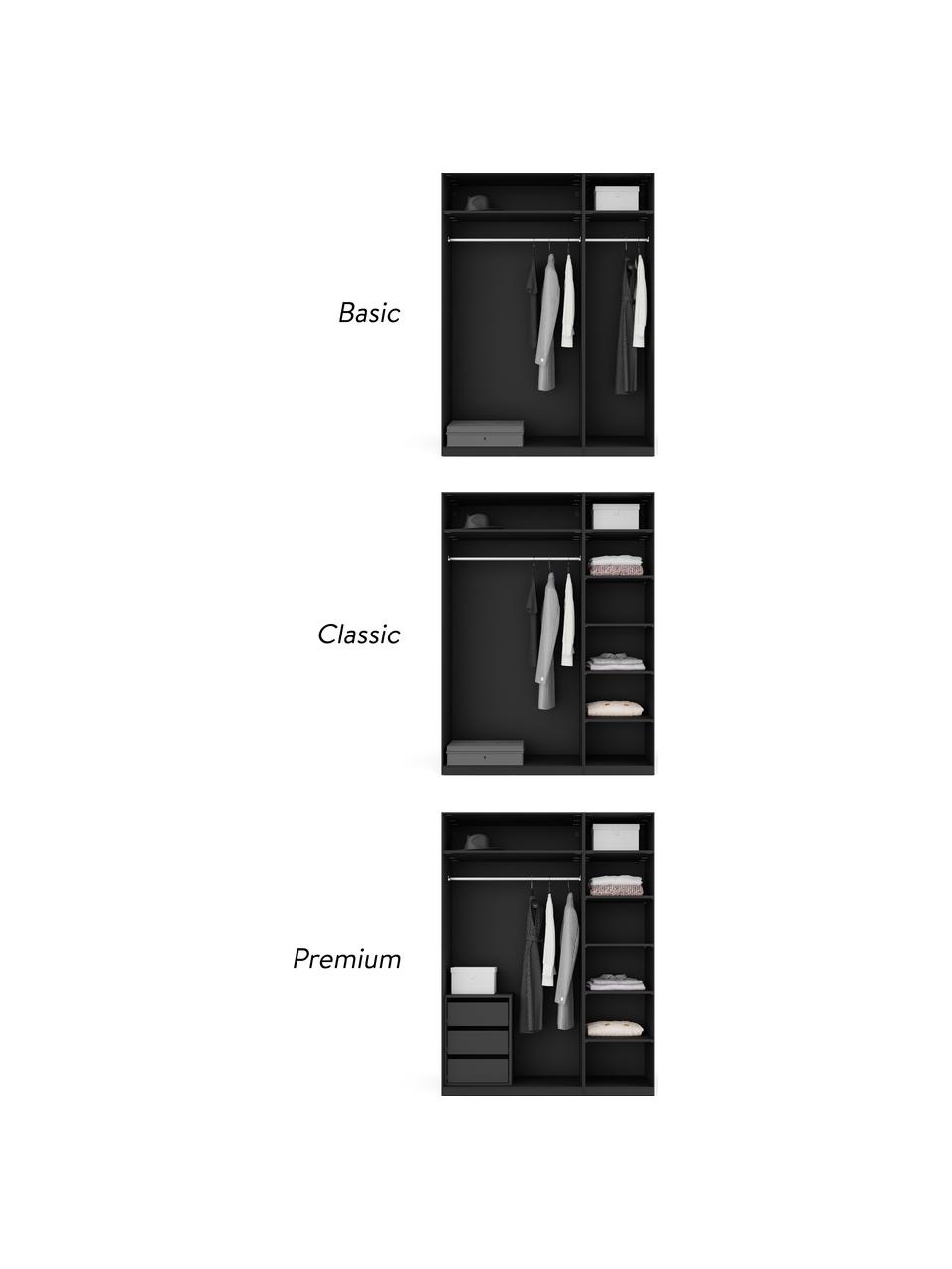 Modulaire draaideurkast Leon, 150 cm breed, diverse varianten, Zwart, Basis interieur, B 150 x H 200 cm