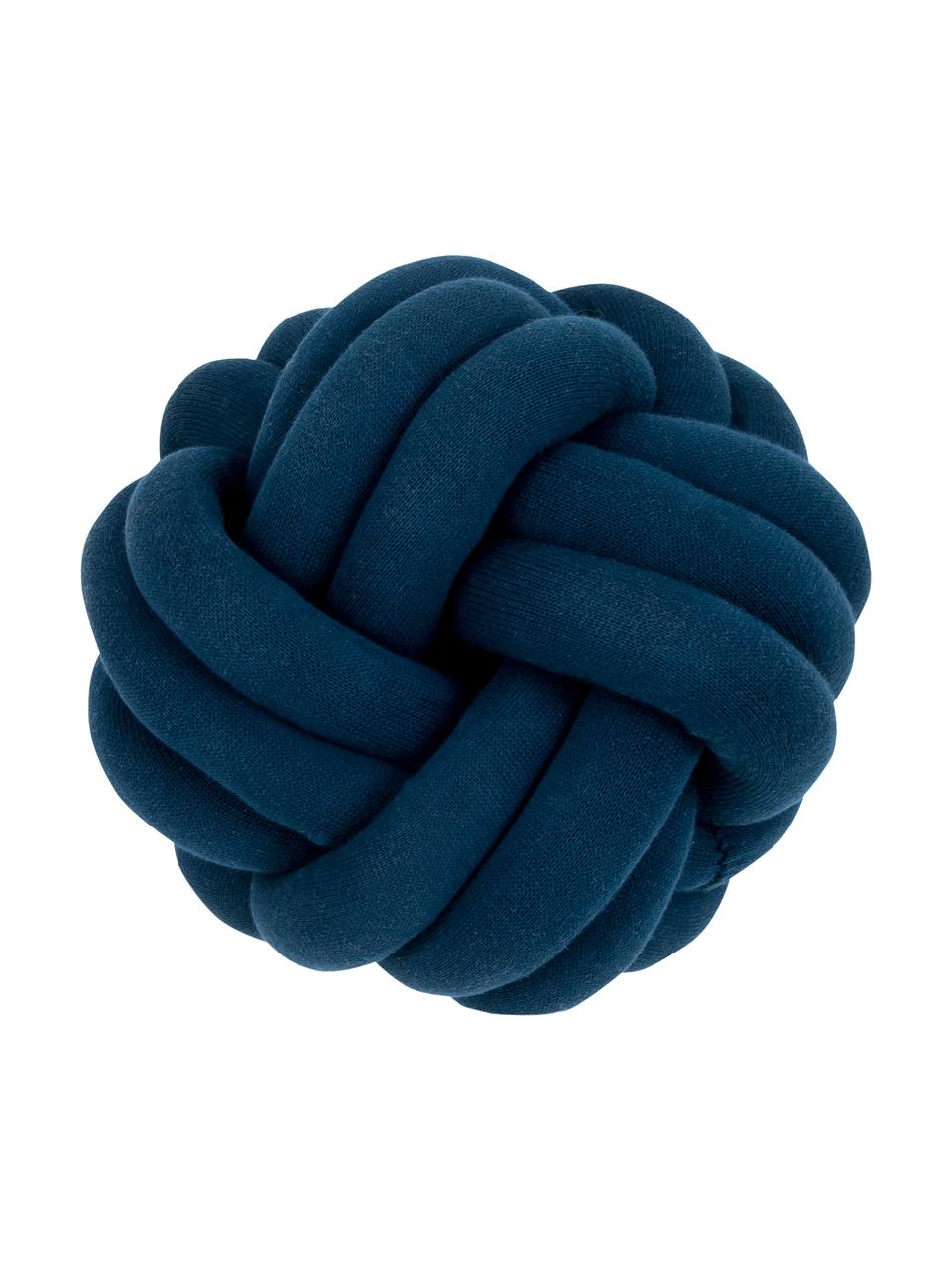 Knoten-Kissen Twist in Dunkelblau, Dunkelblau, Ø 30 cm