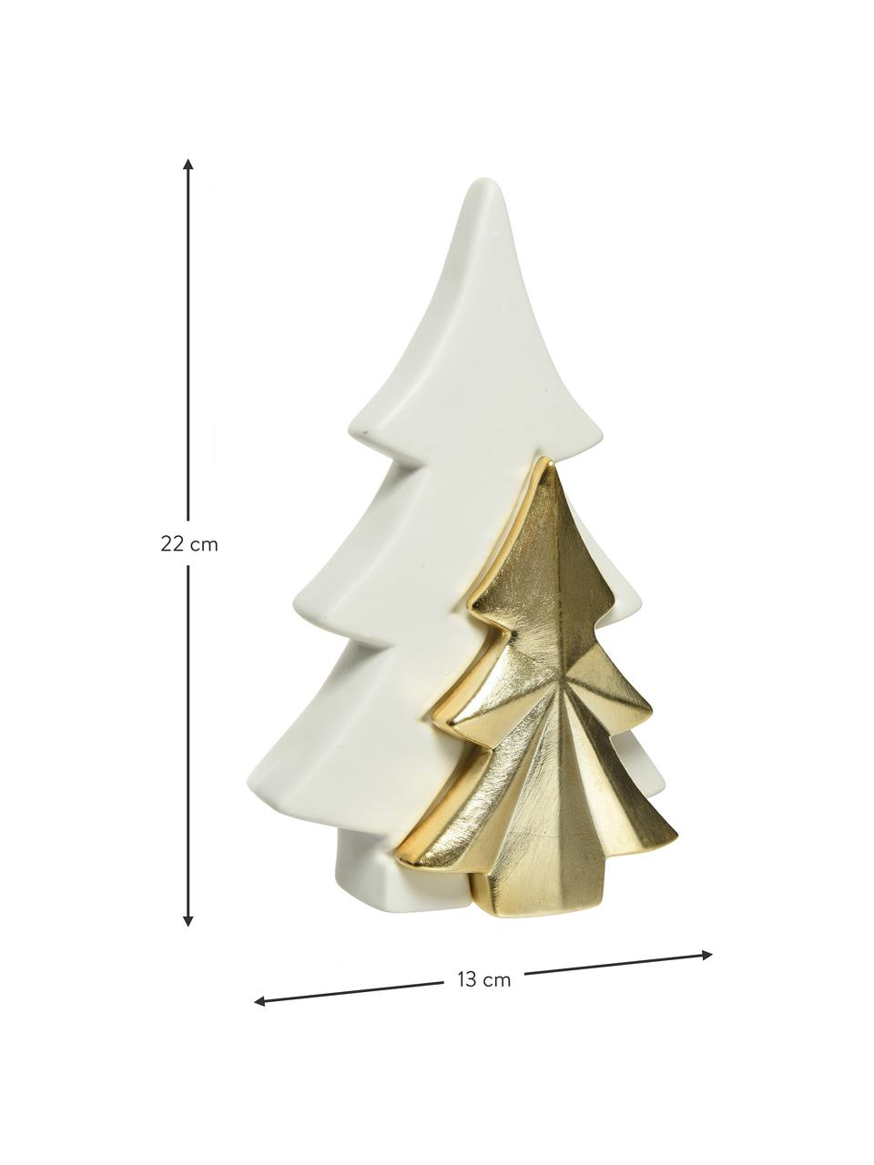 Sapin décoratif Golden Tree, Porcelaine, Blanc, doré, larg. 13 x haut. 22 cm