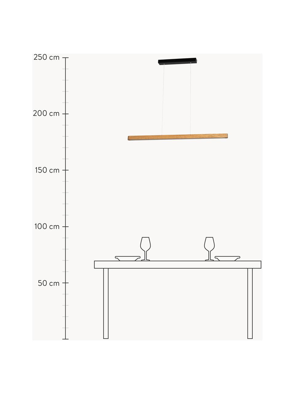 LED hanglamp Forestier van grenenhout, Lampenkap: grenenhout, FSC-gecertifi, Grenenhout, zwart, B 90 x H 7 cm