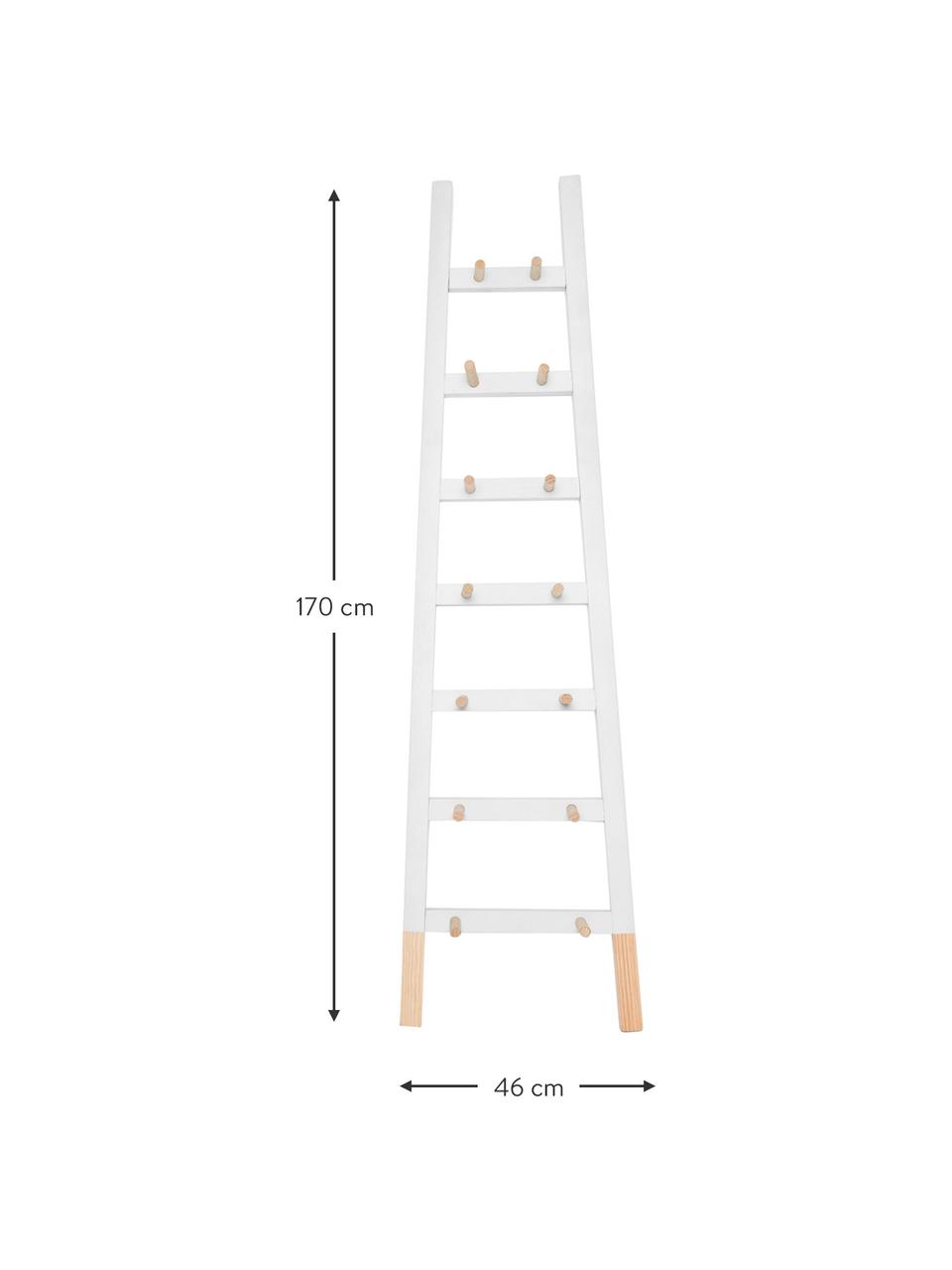Perchero escalera Agun, Madera de pino lacada, Blanco, An 46 x Al 170 cm