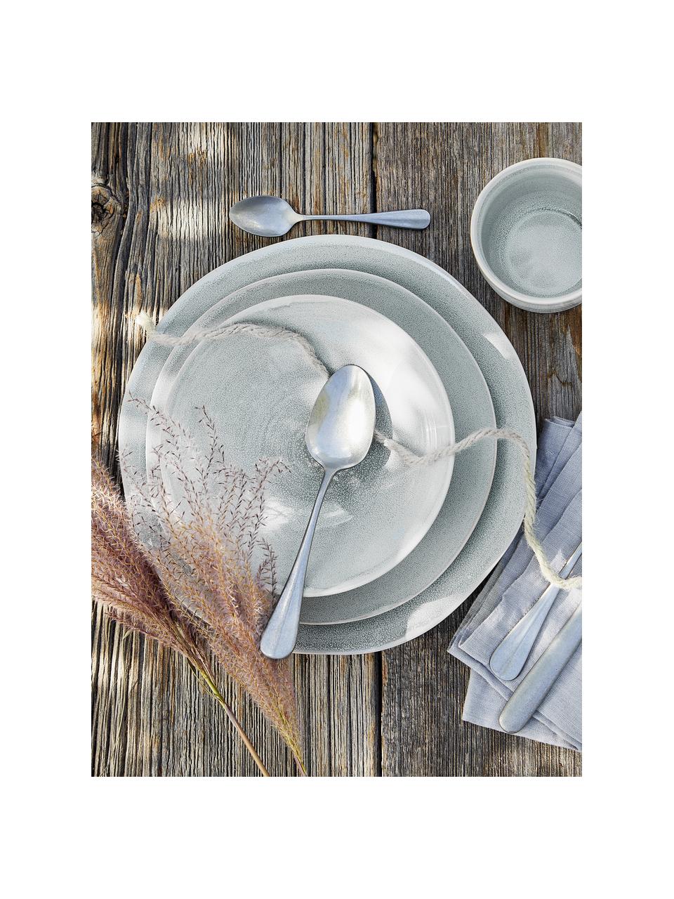 Piattino da dessert fatto a mano Manor 4 pz, Gres, Grigio chiaro con bordo beige, Ø 24 x Alt. 3 cm