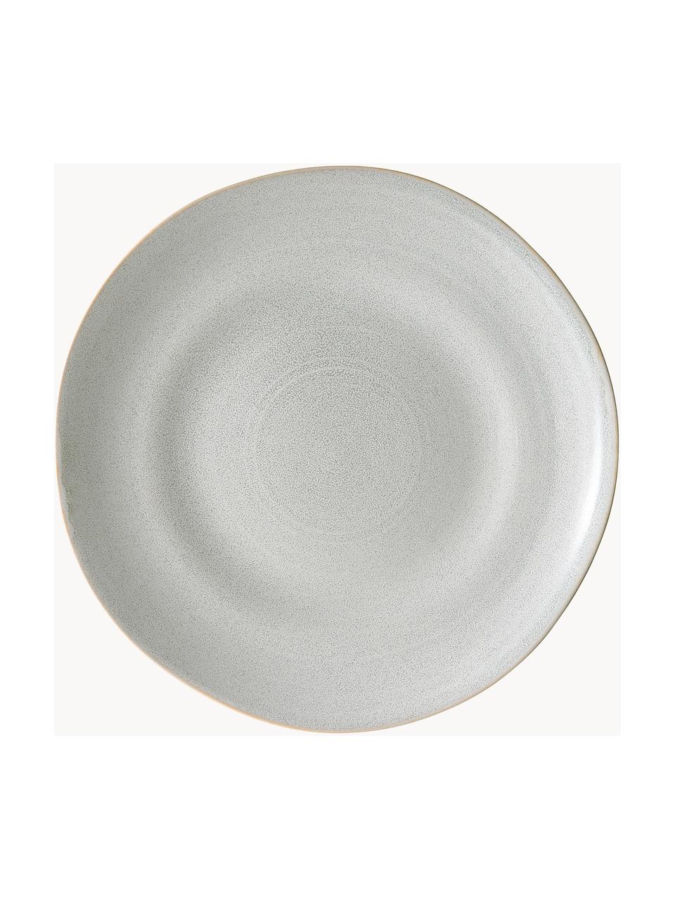 Platos postre artesanales Manor, 4 uds., Gres, Gris claro con borde beige, Ø 24 x Al 3 cm