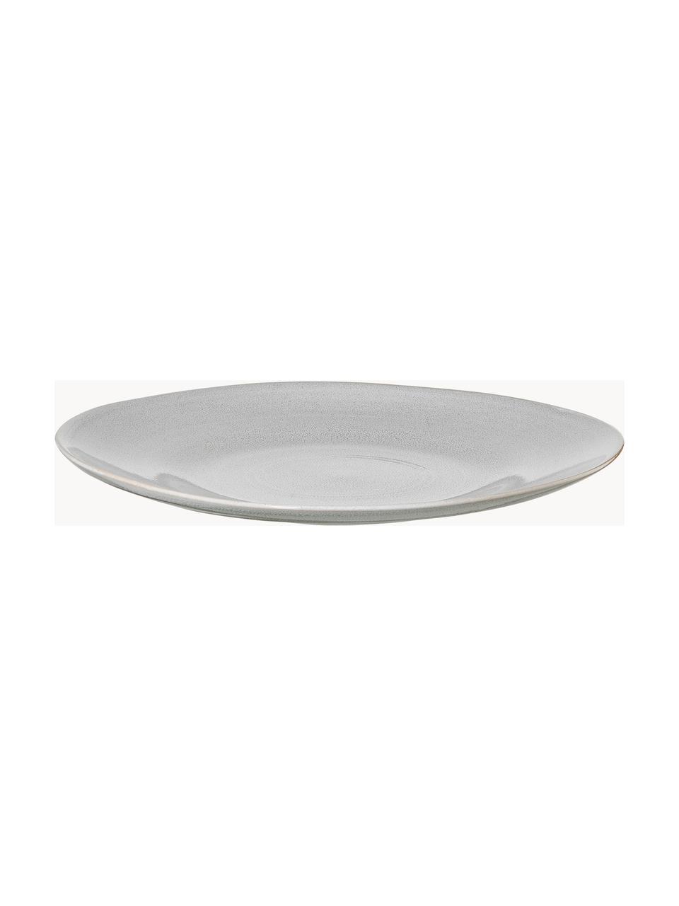 Platos postre artesanales Manor, 4 uds., Gres, Gris claro con borde beige, Ø 24 x Al 3 cm