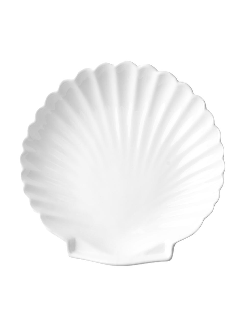 Piatto piano a forma di conchiglia Shell 2 pz, Ceramica, Bianco, Ø 20 cm