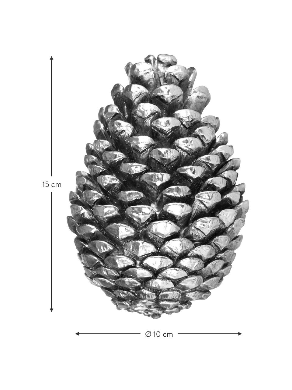 Handgefertigter Deko-Zapfen Pine H 15 cm, Kunststoff, Silberfarben, Ø 10 x H 15 cm