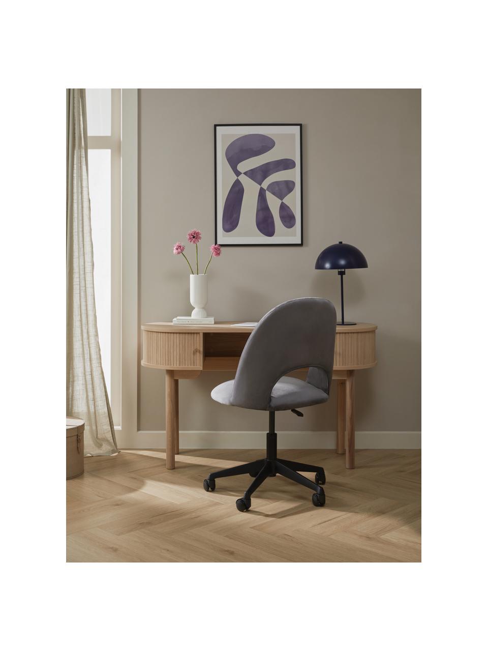 Chaise de bureau en velours Rachel, hauteur ajustable, Velours gris clair, larg. 65 x prof. 66 cm