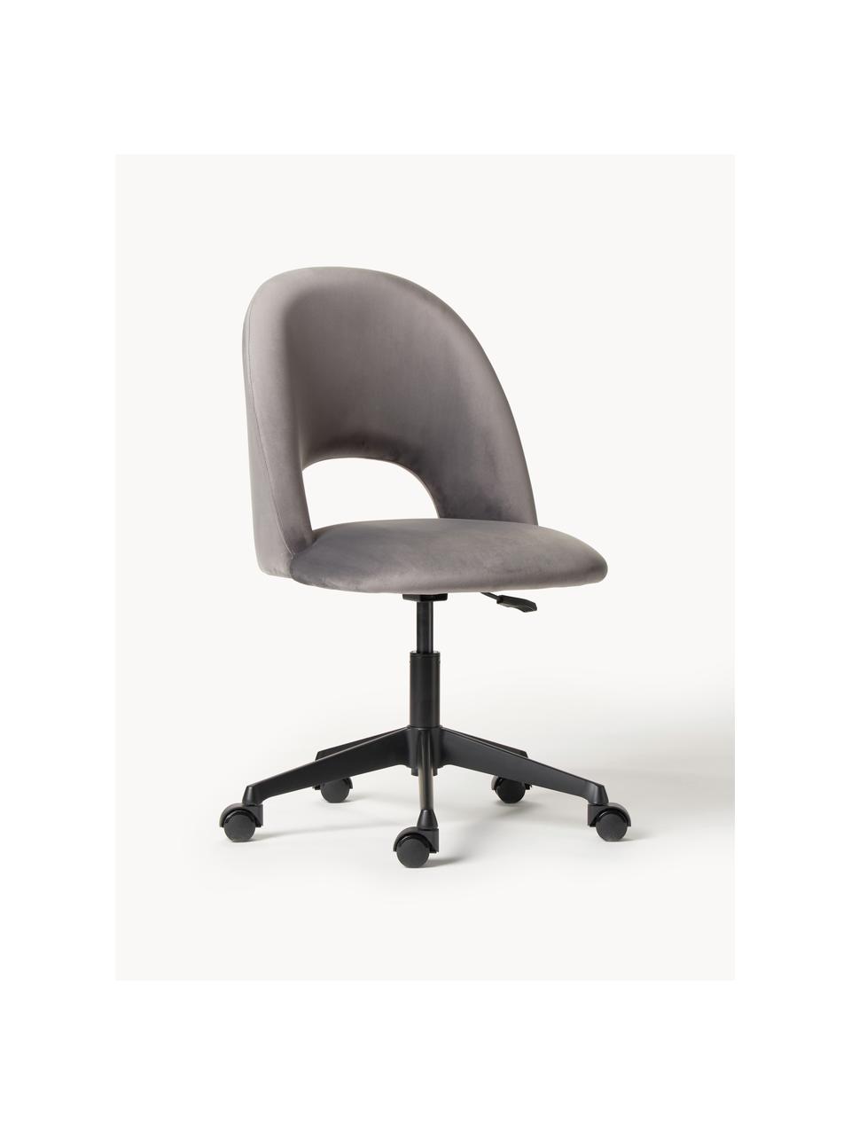 Krzesło biurowe z aksamitu Rachel, obrotowe, Tapicerka: aksamit (wysokiej jakości, Nogi: metal malowany proszkowo, Jasnoszary aksamit, S 65 x G 66 cm