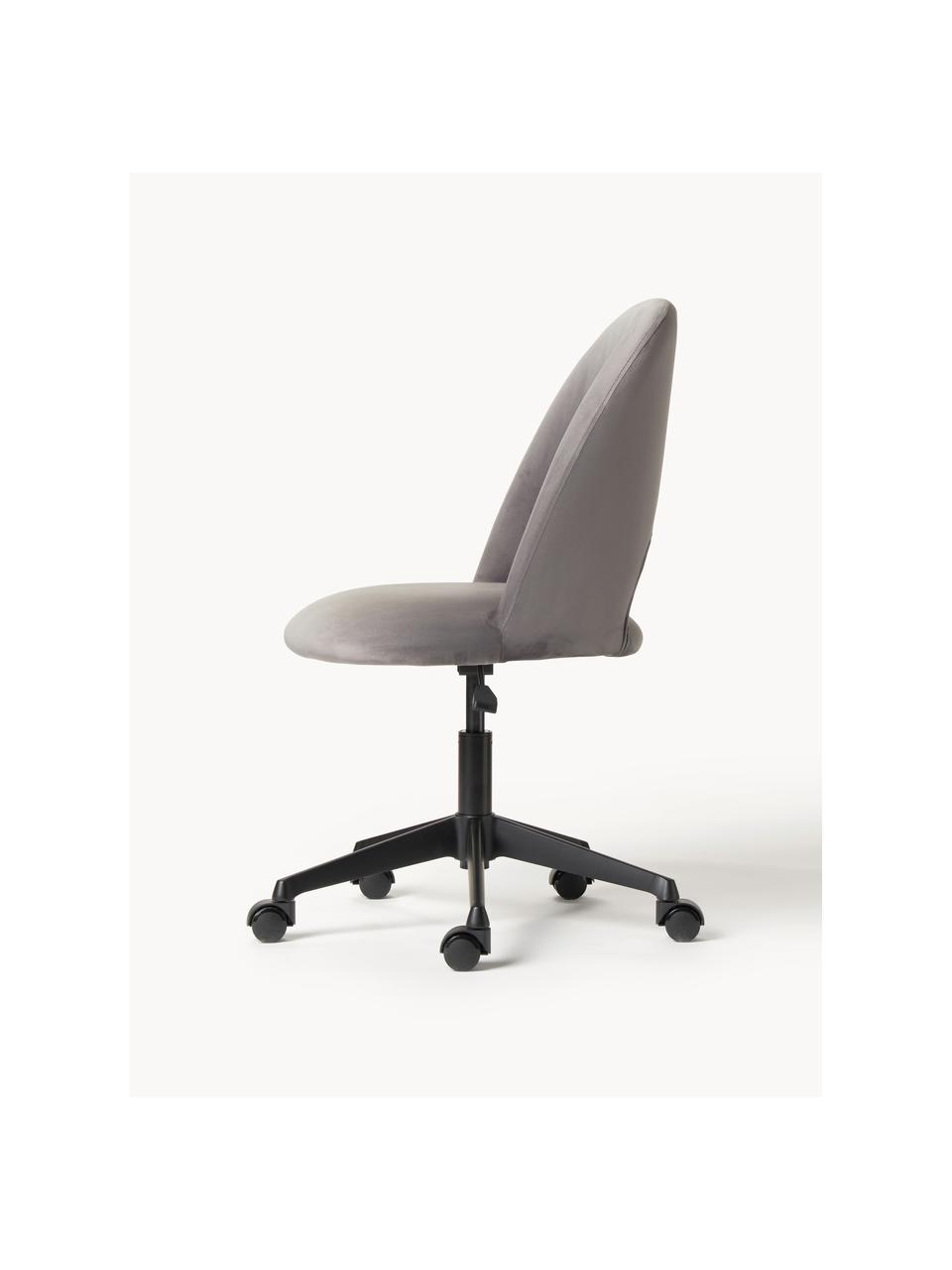 Chaise de bureau en velours Rachel, hauteur ajustable, Velours gris clair, larg. 65 x prof. 66 cm