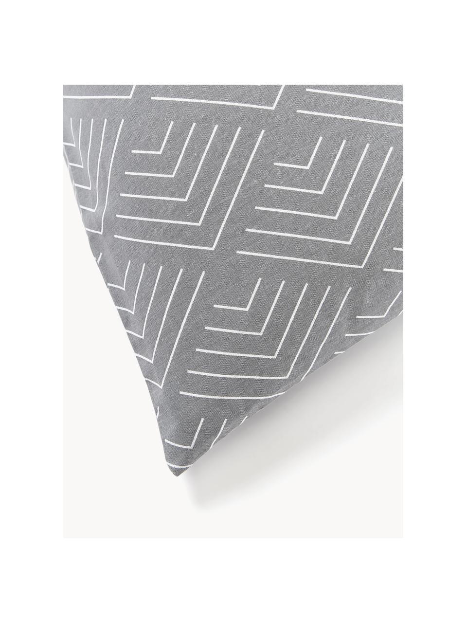 Funda de almohada estampada de algodón Milano, Gris, An 45 x L 110 cm