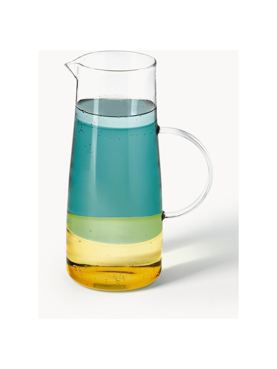 Brocca in vetro soffiato Lemonade, 1,3 L, Vetro, Verde scuro, giallo, 1.3 L