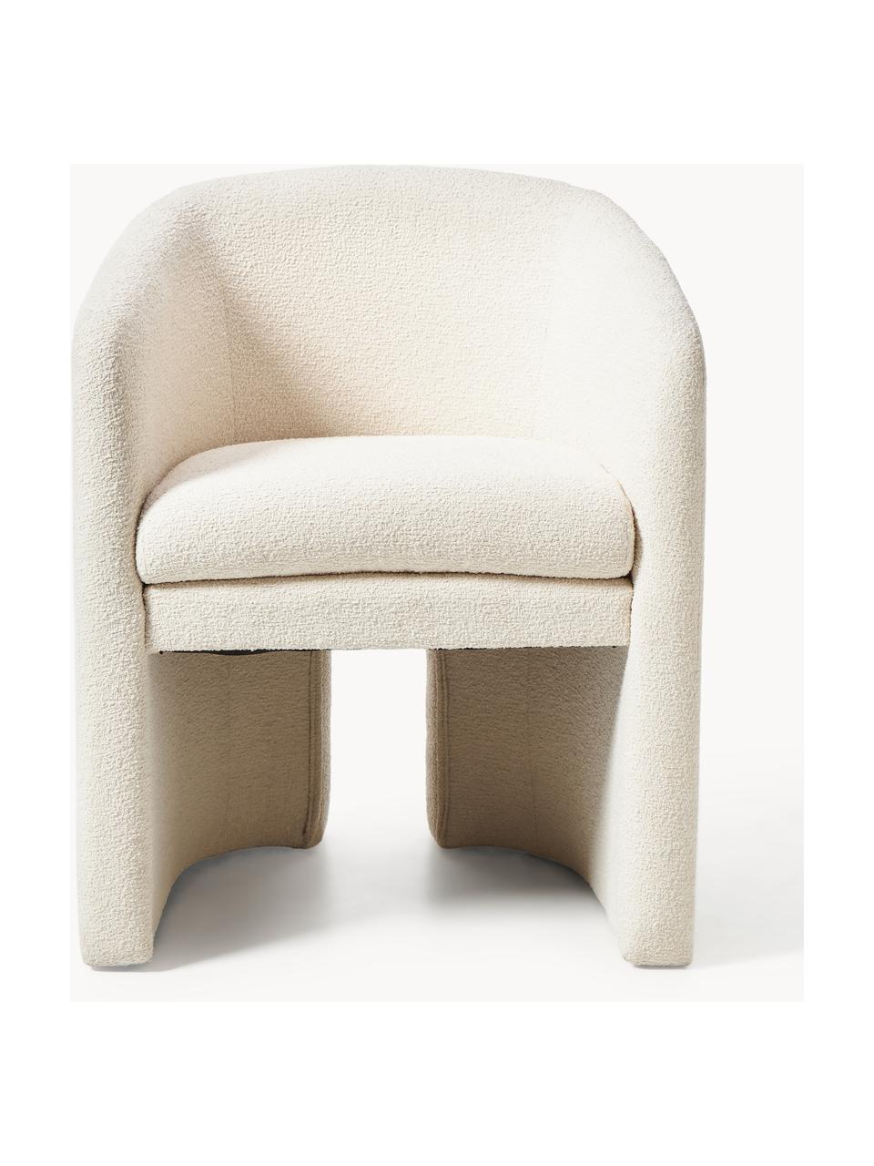 Fauteuil en bouclette Mairo, Bouclette beige clair, larg. 63 x prof. 63 cm