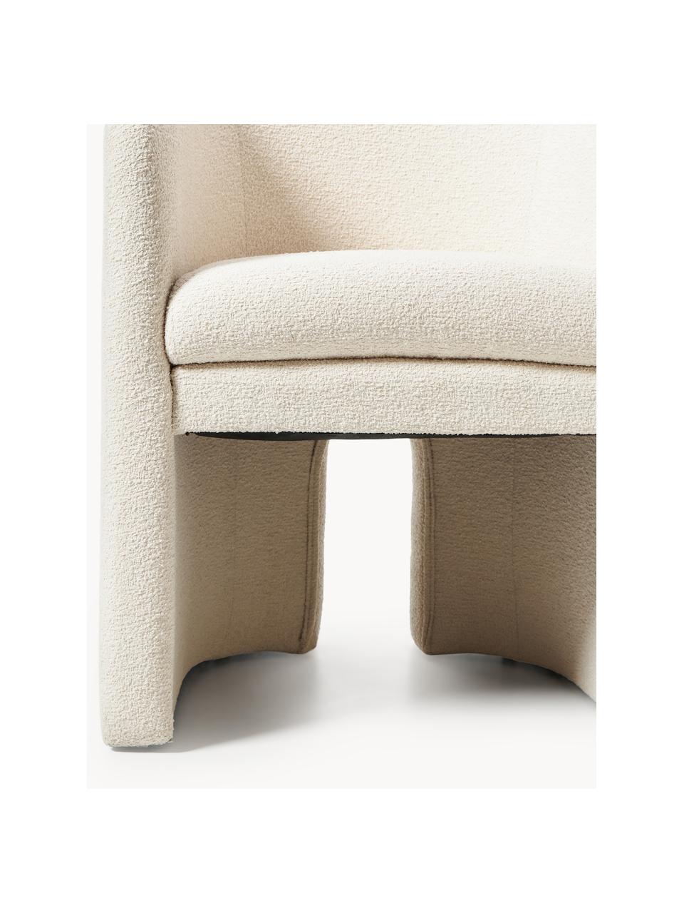 Fauteuil en bouclette Mairo, Bouclette beige clair, larg. 63 x prof. 63 cm