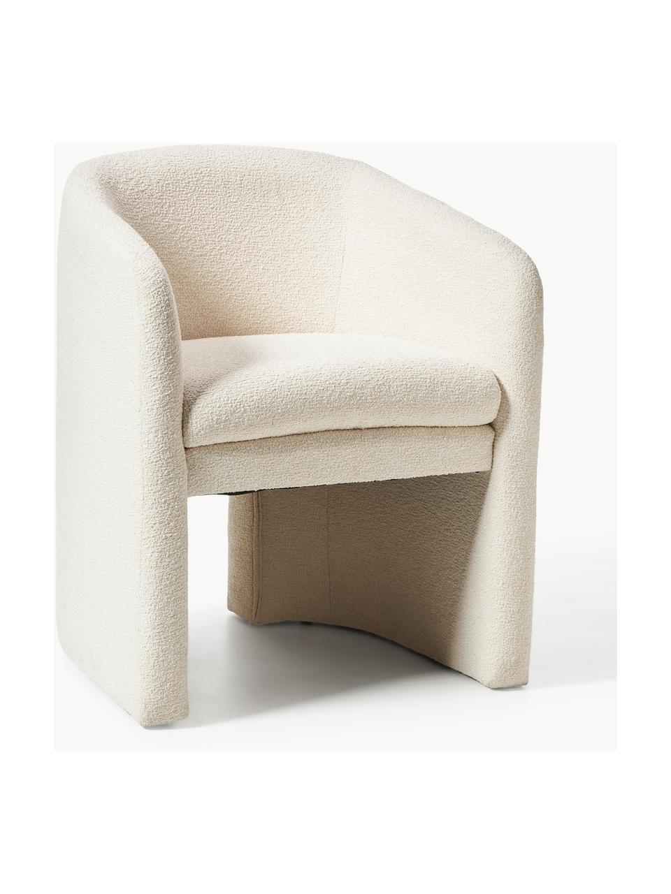 Fauteuil en bouclette Mairo, Bouclette beige clair, larg. 63 x prof. 63 cm