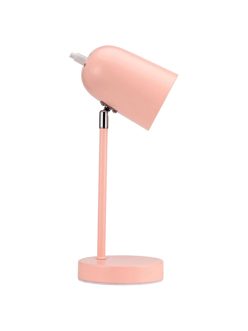 Kleine bureaulamp True Pearl in roze, Lampenkap: gecoat metaal, Lampvoet: gecoat metaal, Roze, 12 x 34 cm