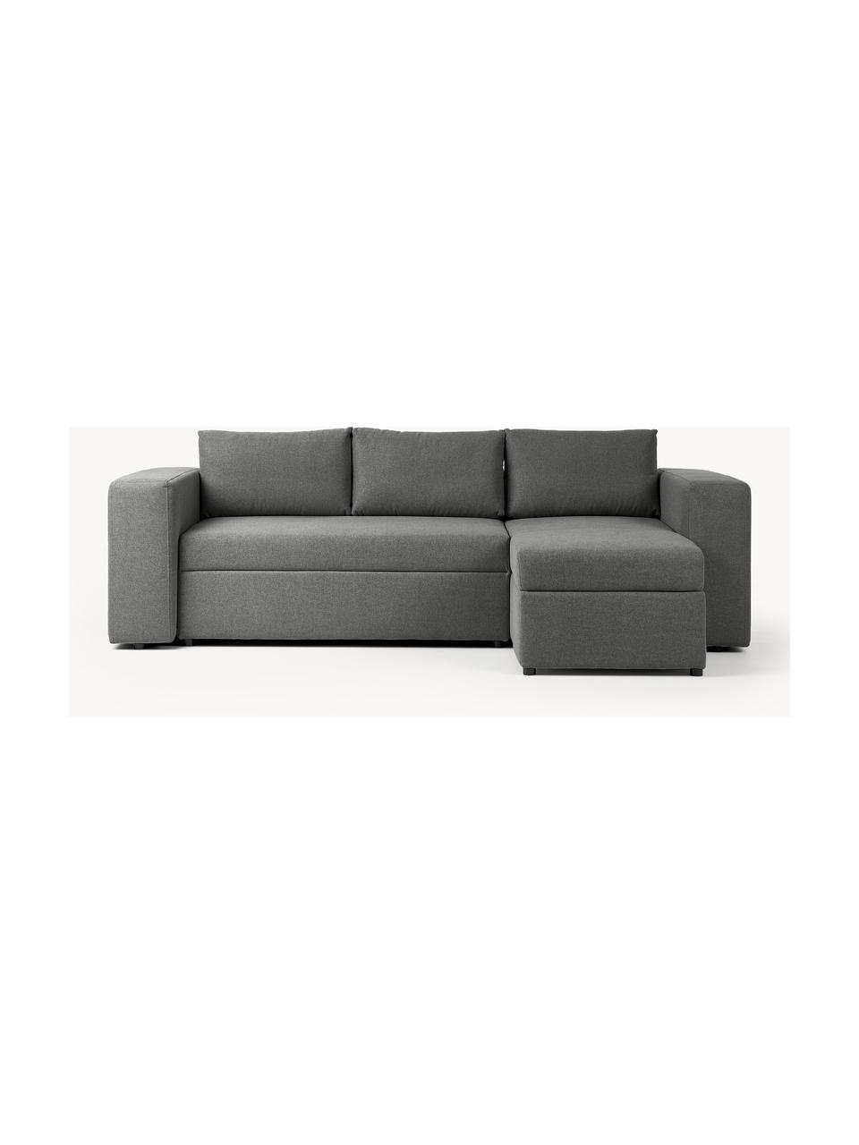 Schlafsofa Noah (3-Sitzer) mit Stauraum, Bezug: Polyester Der strapazierf, Gestell: Massives Buchennholz, FSC, Füße: Kunststoff, Webstoff Anthrazit, B 269 x T 160 cm, Eckteil links