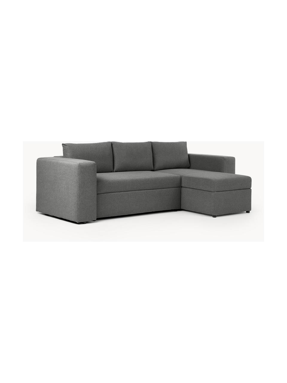 Schlafsofa Noah (3-Sitzer) mit Stauraum, Bezug: Polyester Der strapazierf, Gestell: Massives Buchennholz, FSC, Webstoff Anthrazit, B 269 x T 160 cm, Eckteil links