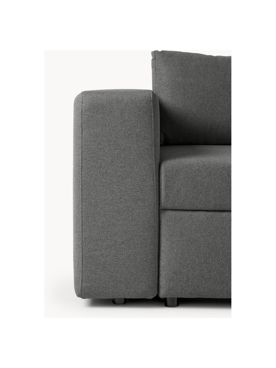 Schlafsofa Noah (3-Sitzer) mit Stauraum, Bezug: Polyester Der strapazierf, Gestell: Massives Buchennholz, FSC, Webstoff Anthrazit, B 269 x T 160 cm, Eckteil links