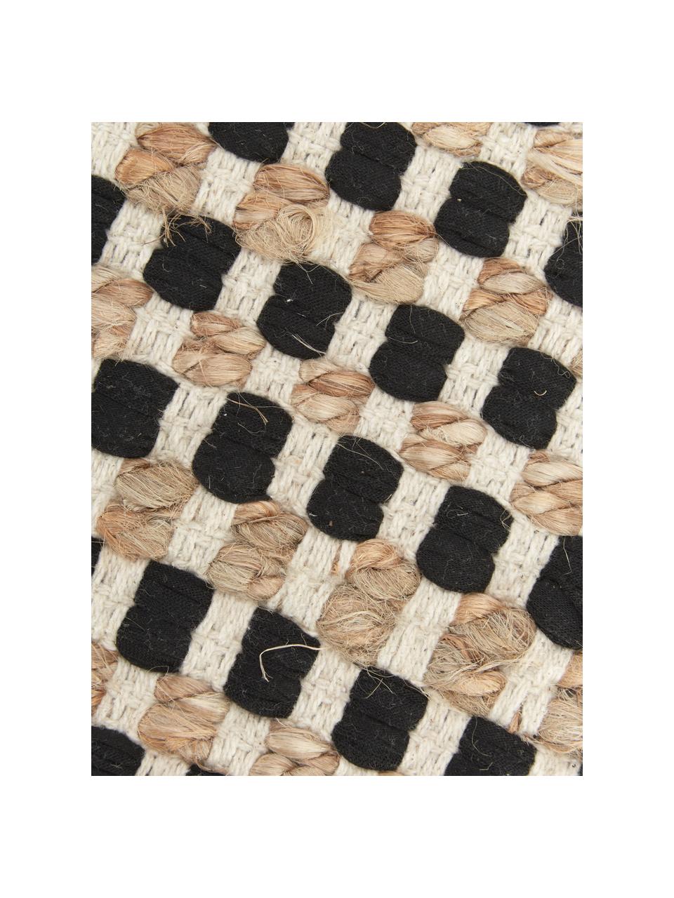 Felpudo de yute y algodón Fiesta, 55% algodón Chindi , 45% yute, Negro, beige, An 45 x L 75 cm