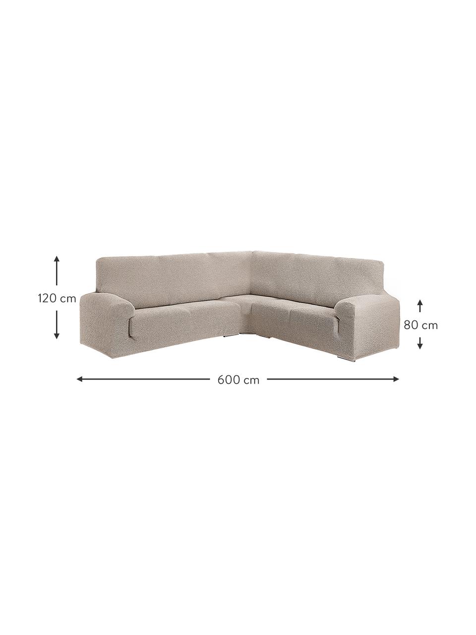 Funda de sofá rinconero Roc, 55% poliéster, 35% algodón, 10% elastómero, Crema, An 600 x Al 120 cm