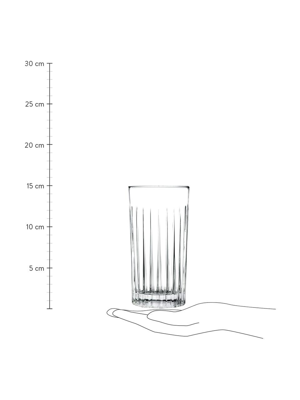Kristall-Longdrinkgläser Timeless mit Rillenrelief, 6 Stück, Luxion-Kristallglas, Transparent, Ø 8 x H 15 cm, 440 ml
