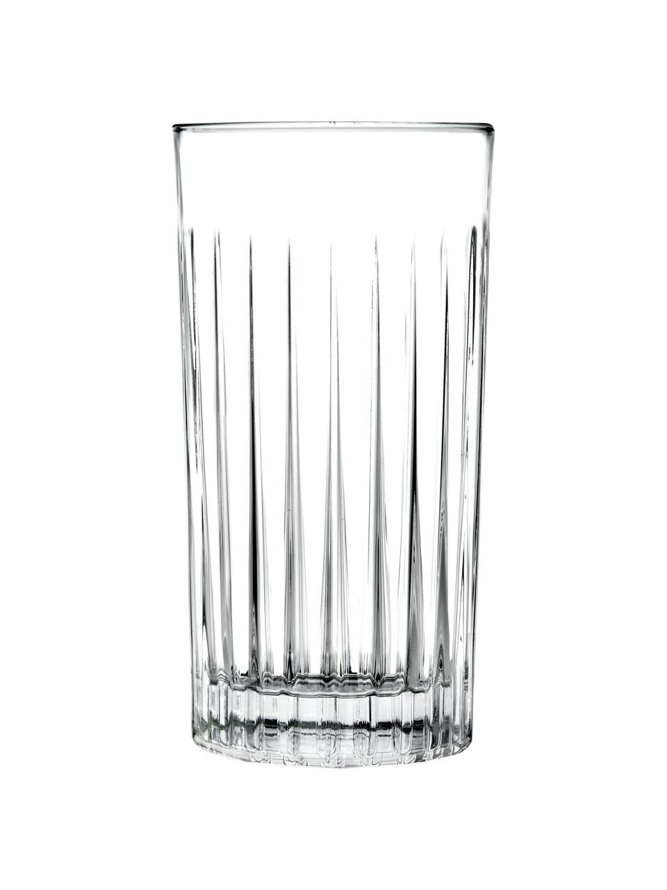 Kristall-Longdrinkgläser Timeless mit Rillenrelief, 6 Stück, Luxion-Kristallglas, Transparent, Ø 8 x H 15 cm, 440 ml