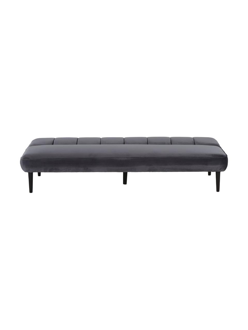 Sofa z aksamitu z drewnianymi nogami i funkcją spania Hayley, Tapicerka: aksamit (poliester) Dzięk, Nogi: drewno kauczukowe, lakier, Szary aksamit, czarny, S 200 x G 89 cm