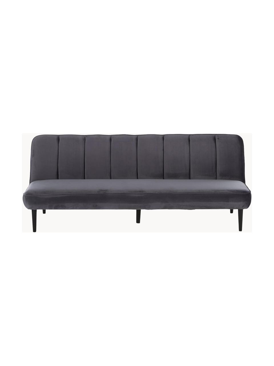 Divano letto 3 posti in velluto Hayley, Rivestimento: velluto (poliestere) 28.0, Struttura: legno di pino, Piedini: legno di caucciù vernicia, Velluto grigio, nero, Larg. 200 x Prof. 89 cm