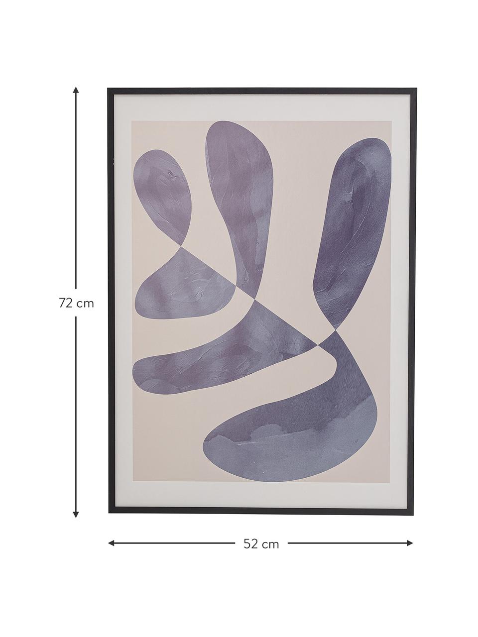 Oprawiony druk cyfrowy Luane, Szary, beżowy, biały, S 52 x W 72 cm