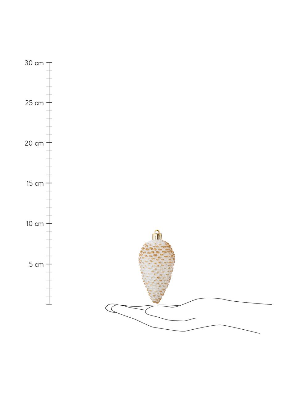 Nerozbitná vianočná šiška Min, V 8 cm, 6 ks, Biela, Š 5 x V 8 cm