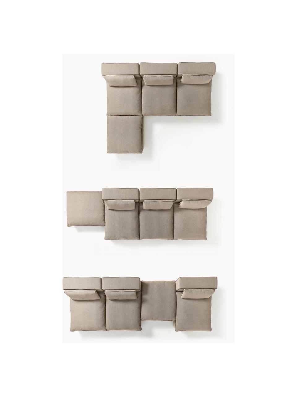 Canapé d'angle modulable XL avec pouf Felix, Tissu grège, larg. 300 x prof. 250 cm