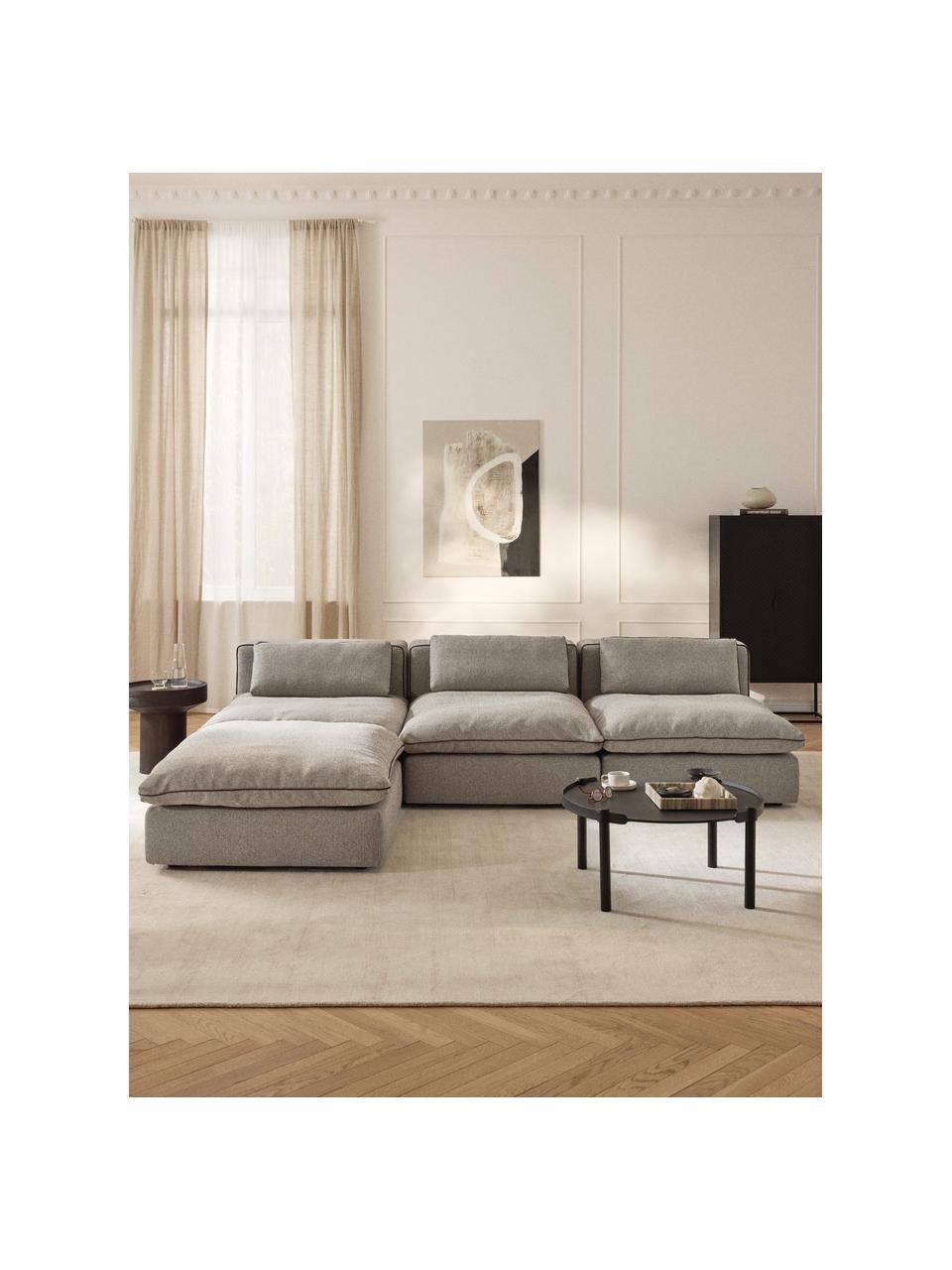 Canapé d'angle modulable XL avec pouf Felix, Tissu grège, larg. 300 x prof. 250 cm