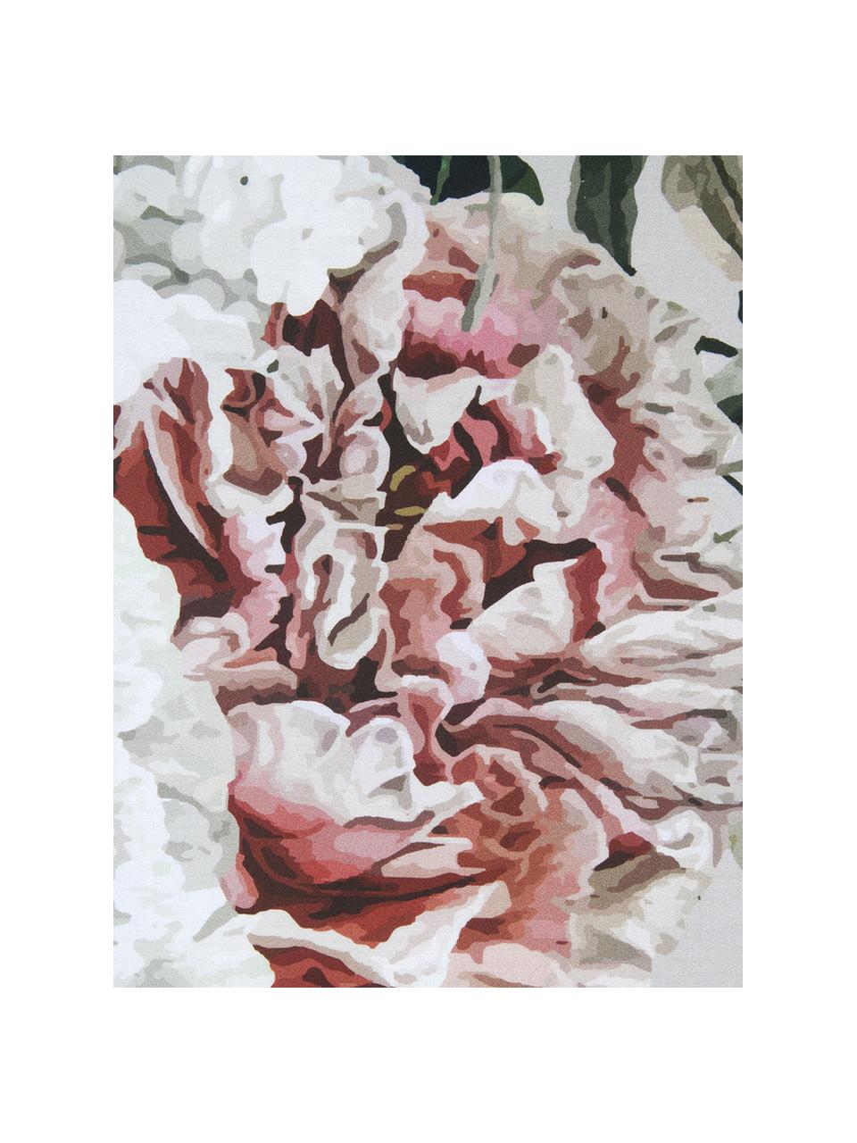Parure copripiumino in raso di cotone Blossom, Grigio con stampa floreale, 155 x 200 cm + 1 federa 50 x 80 cm