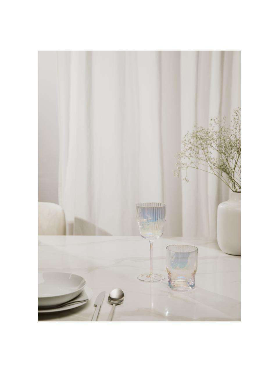 Bicchiere vino in vetro soffiato con rilievo scanalato e lucentezza perlacea Juno 4 pz, Vetro, Trasparente, Ø 9 x Alt. 21 cm