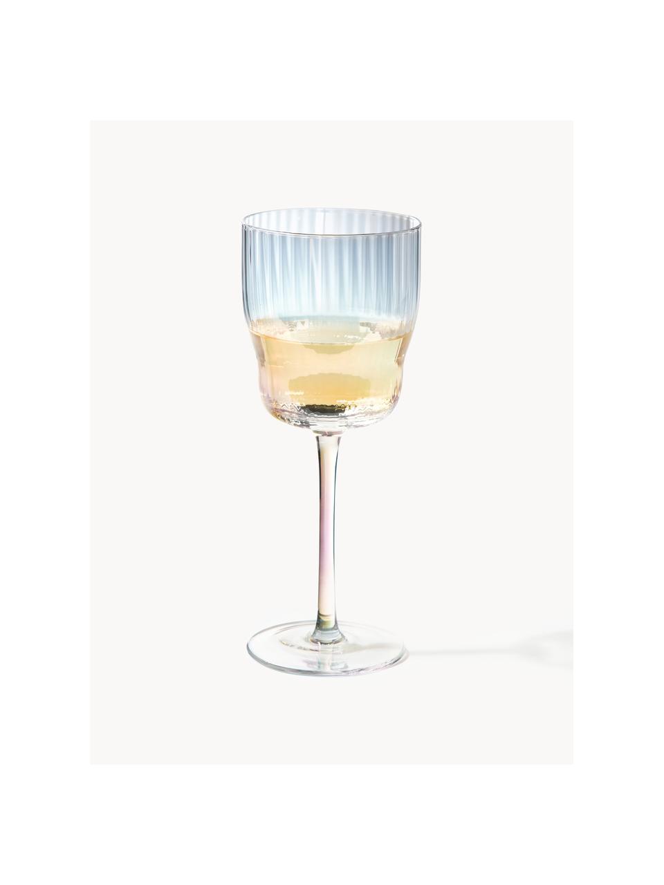 Bicchieri da vino in vetro soffiato scanalato e lucentezza perlacea Juno 4 pz, Vetro sodico-calcico, Trasparente, Ø 9 x Alt. 21 cm, 400 ml