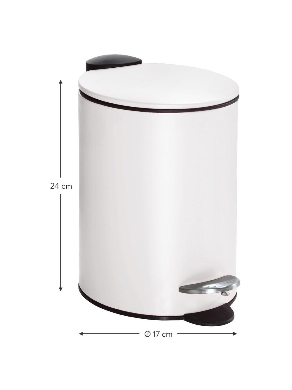 Poubelle avec fonction pédale Silence, Métal, laqué, Blanc, 3 l