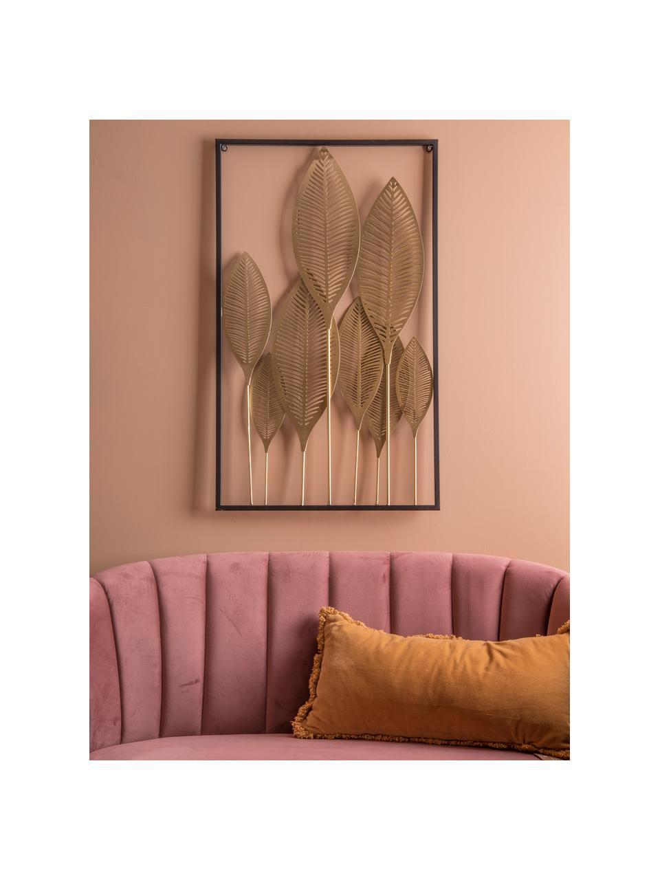 Decoración de pared Art Leaves, Metal recubierto, Dorado, negro, An 53 x Al 88 cm