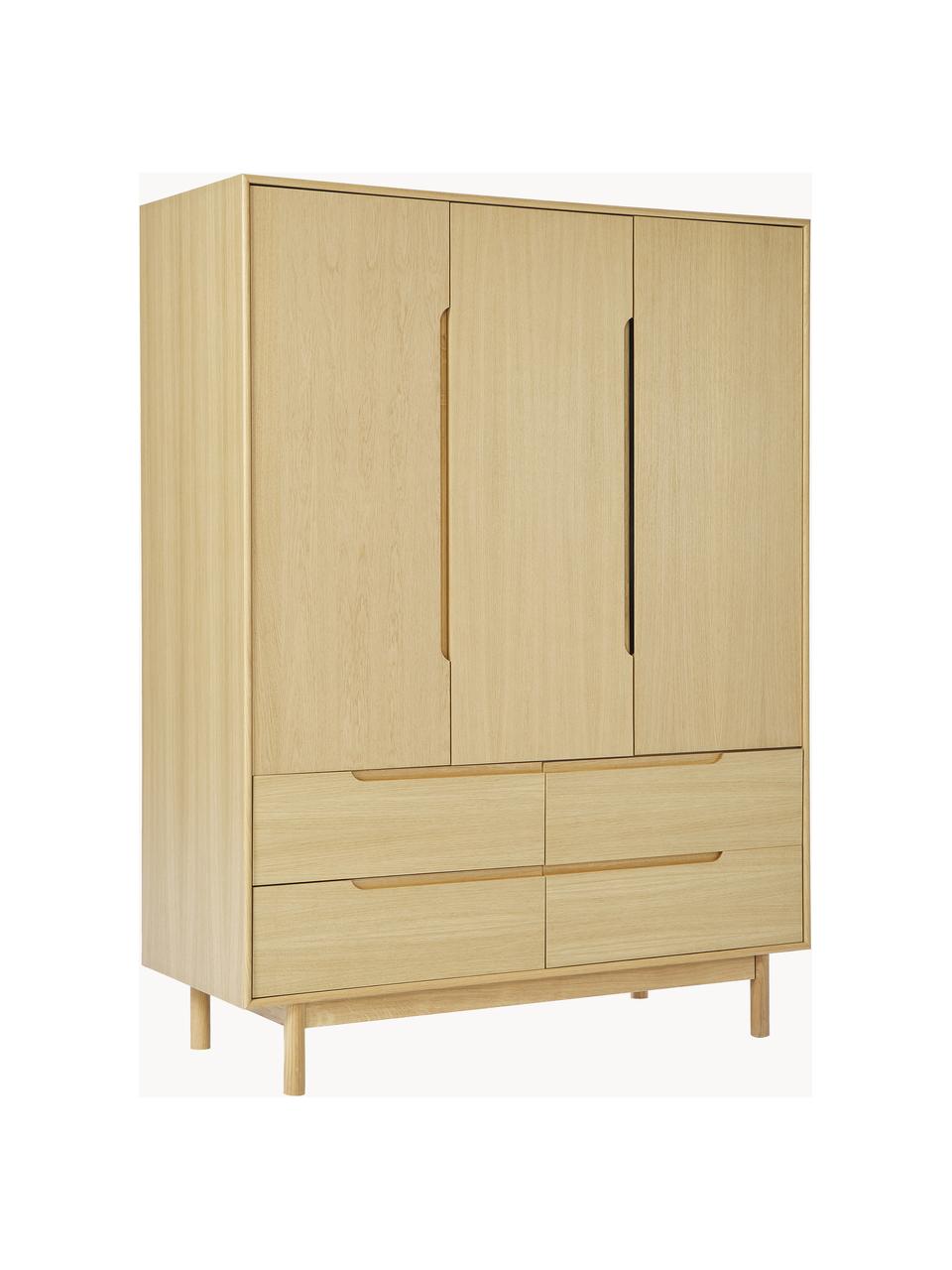 Kleiderschrank Cassy, 3-türig, Beine: Eichenholz, massiv Dieses, Eichenholz, B 148 x H 195 cm