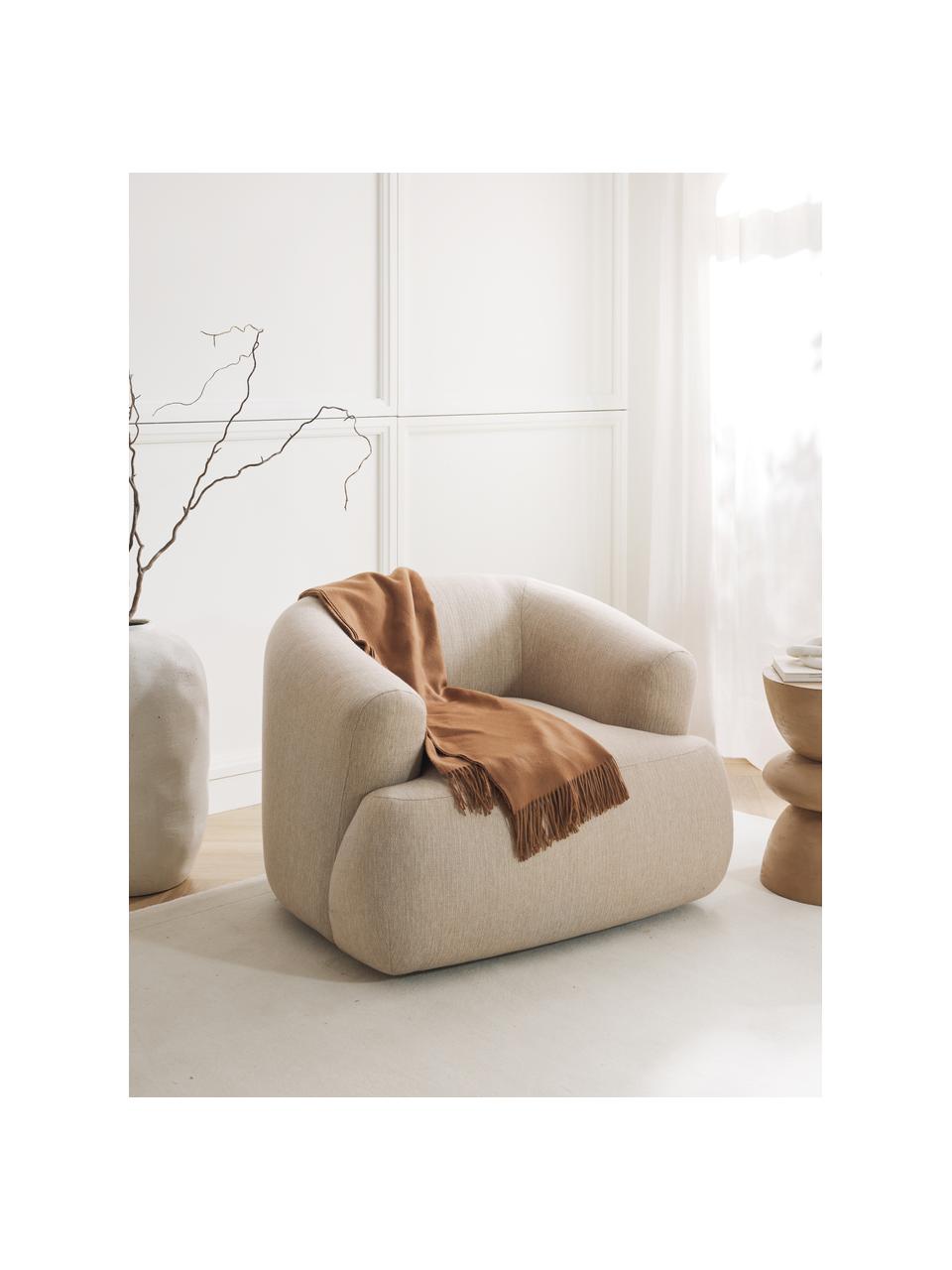 Poltrona Sofia, Rivestimento: Teddy (100% polipropilene, Struttura: abete rosso, truciolare, , Tessuto beige chiaro, Larg. 97 x Prof. 84 cm