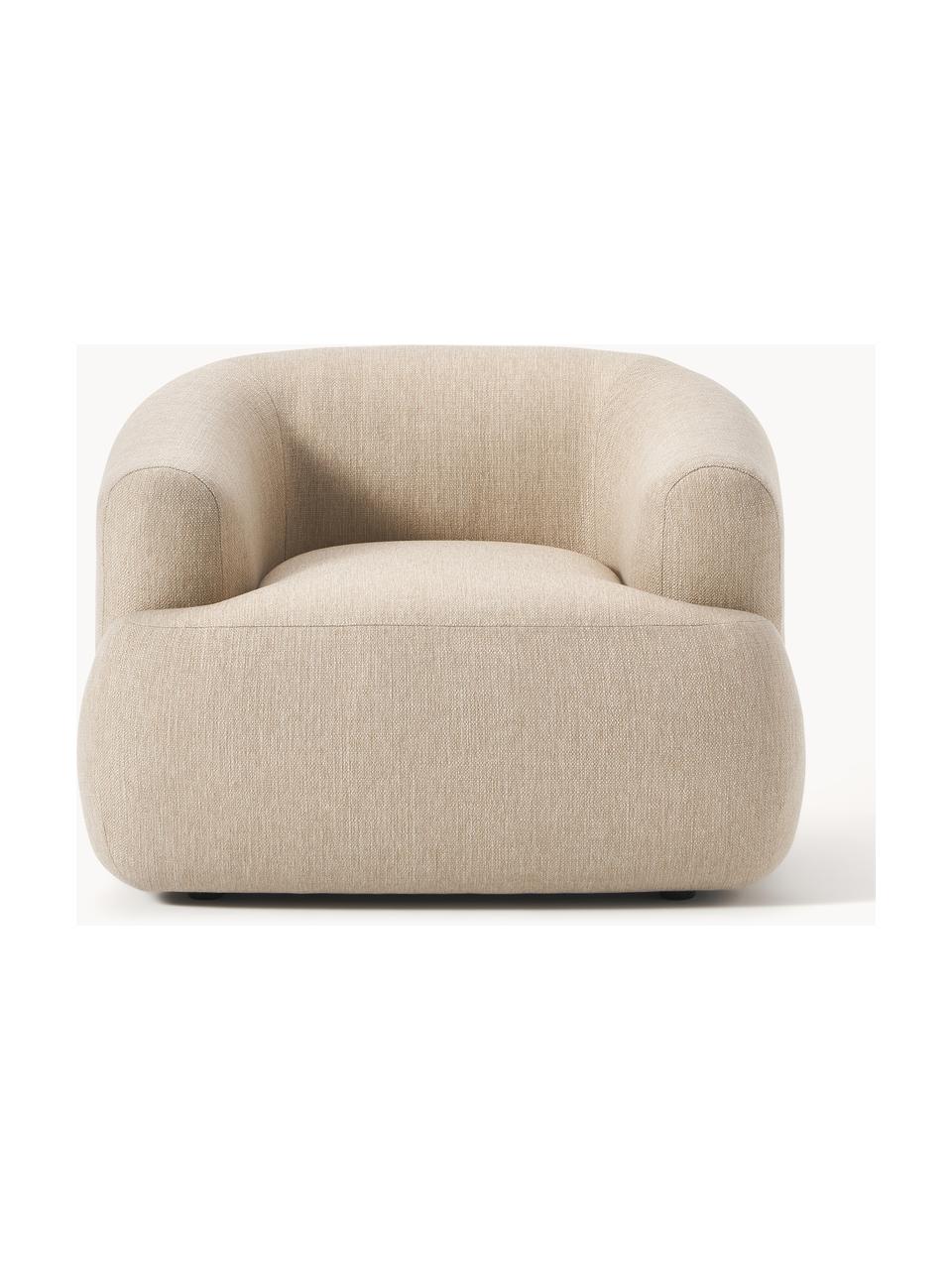 Fauteuil Sofia, Bekleding: 100% polypropyleen Met 25, Frame: sparrenhout, spaanplaat, , Poten: kunststof Dit product is , Geweven stof lichtbeige, B 90 x D 97 cm