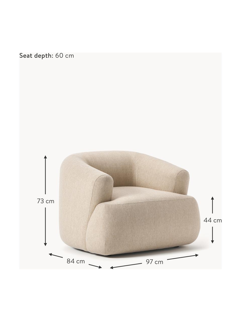 Sillón Sofia, Tapizado: 100% polipropileno Alta r, Estructura: madera de pino macizo, ag, Patas: plástico, Tejido beige, An 97 x F 84 cm