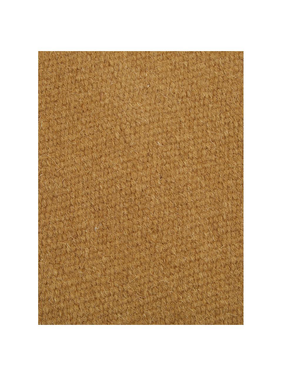 Tapis kilim en laine jaune moutarde tissé main Rainbow, Ocre, larg. 200 x long. 300 cm (taille L )