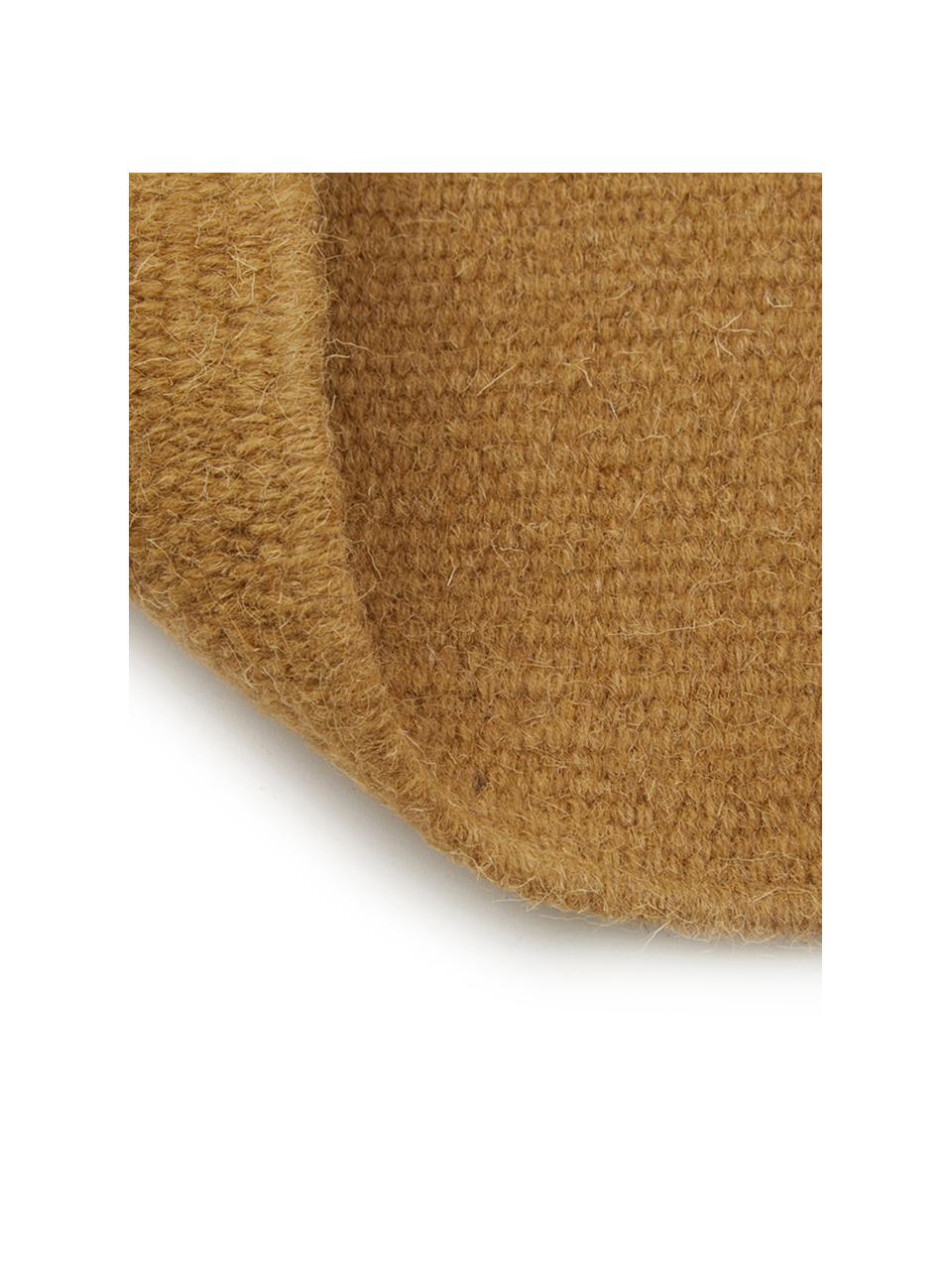 Tappeto Kilim in lana color giallo ocra tessuto a mano con frange Rainbow, Frange: 100% cotone Nel caso dei , Giallo ocra, Larg. 200 x Lung. 300 cm (taglia L)